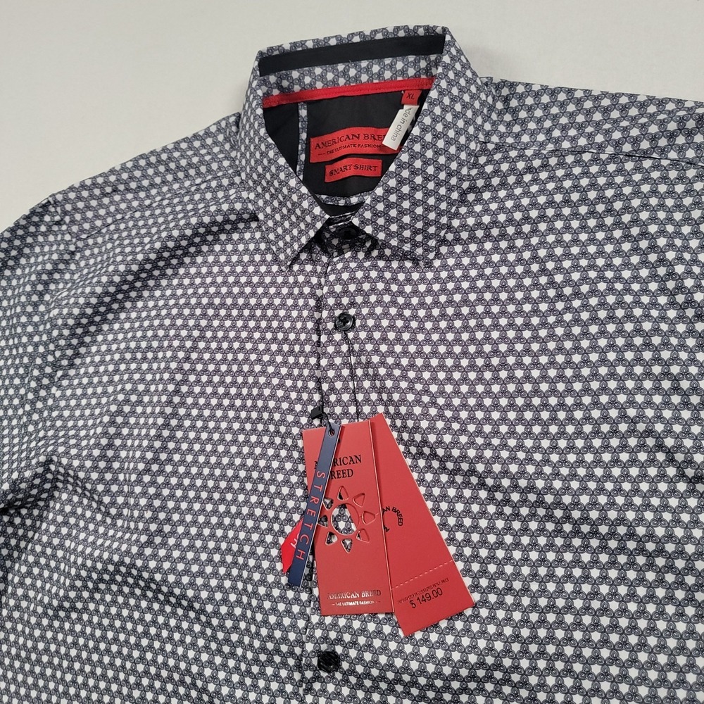 American Breed Men XL Smart Shirt NWT Stretch Geometric Modal Button Performance